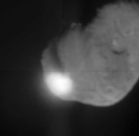 First image of the fireball made by the Impactor striking Tempel-1.