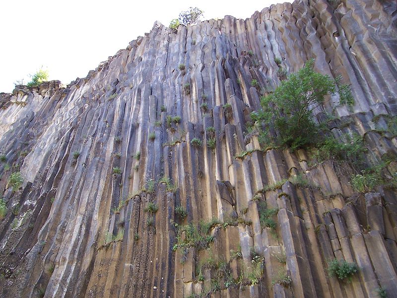 Columnar joints in basalt caused by systematic fracturing during cooling of basaltic lava; Turkey.