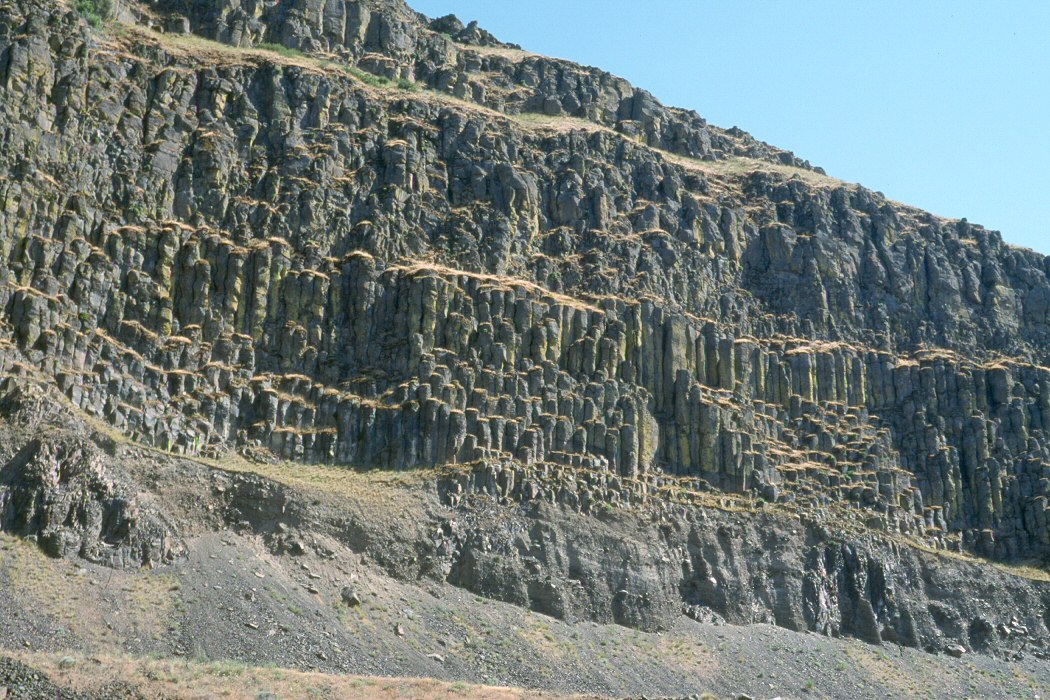 Basaltic flows in the Columbia River of Washington.