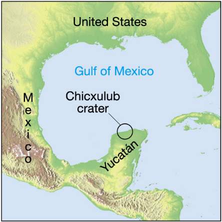 Location map of the Chicxulub crater.