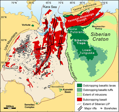 Geological map of the Siberian Traps.