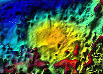 More detailed gravity map of the Wilkes crater.