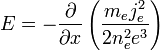 E = - \frac{\partial}{\partial x} \left(\frac{m_e j_e^2}{2 n_e^2e^3}\right)
