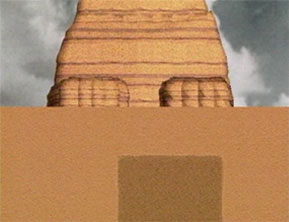an illustration of the chamber located beneath the paws of the sphinx