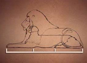 an artist's rendering of the sphinx as a male lion